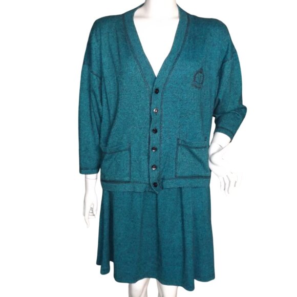NEW COMPANY Skirt set, S/M 2 piece, Jacket/Skirt, Teal, Mismatched Size, Cotton - Picture 1 of 12